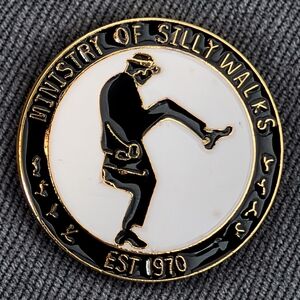 Ministry of Silly Walks Black and White Enamel Pin